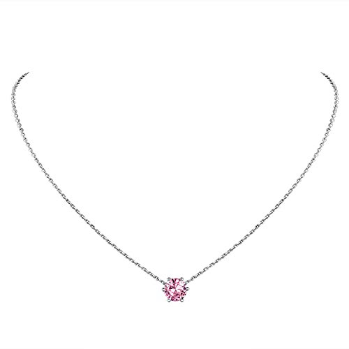 Suplight Collana Donna Argento 925 Collana Argento 925 Donna Ragazza Collana Punto Luce Collana Pietra di Ottobre Tormalina Rossa Collana Punto Luce Argento 925 Confezione Regalo