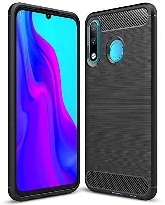 König Design Handyhülle Kompatibel mit Huawei P30 Lite Cover TPU Case Silikon Schutz-Hülle Handy Bumper Carbon Optik Schwarz - Air Cushion Technology