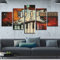JBUTXE Leinwand Bilder Musikinstrument Gitarre Klavier Leinwandbild, auf Leinwand Gedrucktes Kunstwerk 5-teilig, Foto auf Leinwand für Wanddekoration Design Wohnzimmer Wohnkultur (Kein Rahmen) 200x100