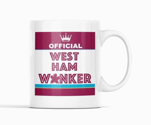 Hammers Rival Joke Funny New and Easy Office Tea and Coffee Mug Football Supporter Official west Hammers Wanker Footy Coffee Mug with Free Cock Tea Bag - Unusual Unique one of a Kind Gift