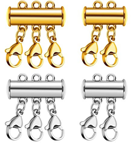 Prasacco 4-Piece Necklace Layering Set - Magnetic Clasps for Multi-Strand Layering