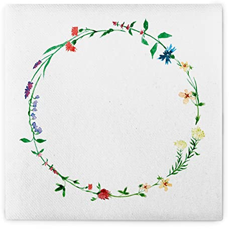 Mank Airlaid Servietten 40 x 40 cm, perfekt für Gastronomie und Feiern stoffähnlich und saugstark 50 Stück Blumen Enjoy Gras Sommerparty Blumenkranz Floral Frühling Kalina