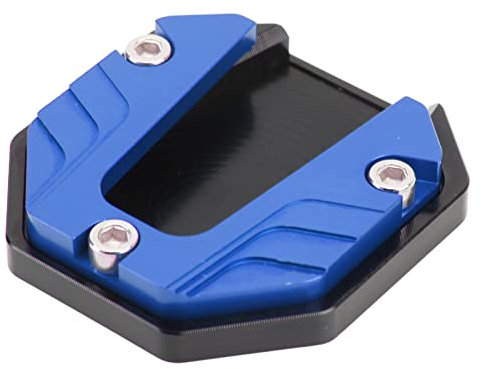 Motorcycle Side Stand Plate Pad, Kickstand Extender Foot Side Stand Anodic Oxidation Coloring Wear Resistant Universal for Outdoor (Blue)