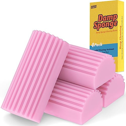 Shadowgallery - Esponja de limpieza para limpiar el polvo, 4 unidades, reutilizables, esponjas para el hogar, esponja mágica para limpiar persianas, vidrio, zócalos, rejillas de ventilación, espejos,