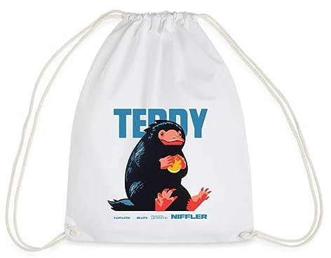 Spreadshirt Phantastische Tierwesen 3 Teddy Niffler Turnbeutel, One size, Weiß