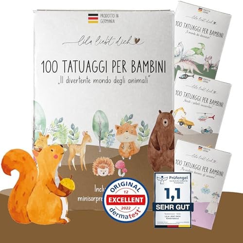 lila liebt dich® 100 tatuaggi animaleschi per bambini | tatuaggi per bambini delicati e testati | tatuaggi per bambini e bambine made in Germania | tatuaggi delicati per la pelle dei bambini -it