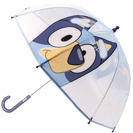 Bluey Bubble-Regenschirm - Manuell zu öffnen - Farbe Blau - Hergestellt aus 100% POE mit Fiberglasrahmen - Original Produkt entwickelt in Spanien