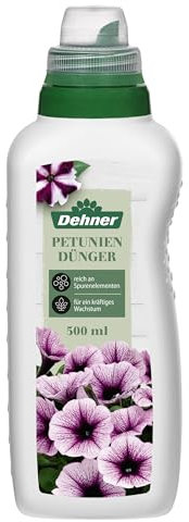 Dehner Petuniendünger, hochwertiger Flüssigdünger, Dünger für Petunien / Surfinien / Geranien, organischer NPK-Dünger, mit Spurennährstoffen, 500ml, für ca. 75l, bunt