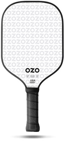 OZO Pickleball – Spark Energia Ritmo – USAPA Zugelassenes Power-Schläger für Anfänger – Carbonfaser-Oberfläche (Weiss), Blue