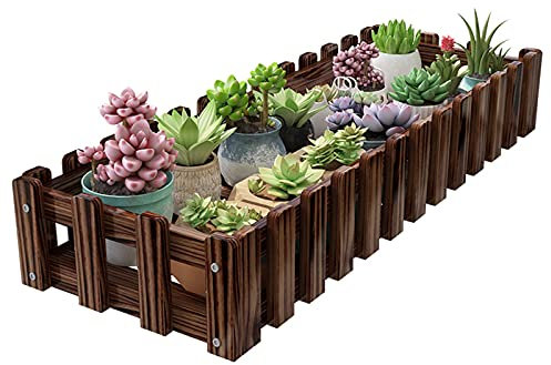 CCYENG Hanging Plant Stand Wooden on Patio Balcony, Multiple Flower Pots Holder for Window Ledge, Outside Railing, Indoor Outdoor Deck Porch