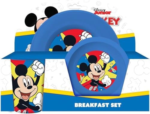 Set de 3 piezas de Mickey compuesto por plato hondo, plato llano y vaso.