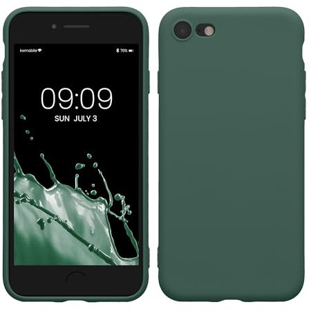 kwmobile Case Compatible with Apple iPhone SE (2022) / iPhone SE (2020) / iPhone 8 / iPhone 7 Case - Protective Slim TPU Phone Cover - Soft Matte Finish - Forest Green