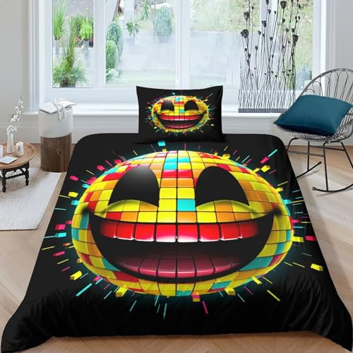 GZCVBDYUY Lächelndes Gesicht Bettbezug Set Bettwäsche Kinderbettwäsche Reißverschluss Mit Kissenbezug Betten Set Für Jugendliche Kinder Schlafzimmer Single(1Tier5x200cm)