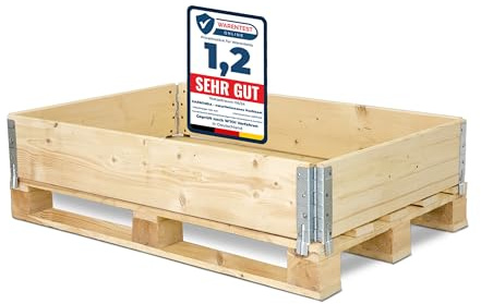 Garronda Holzaufsatzrahmen für Palette Aufbewahrungskiste aus Holz Palettenaufsatzrahmen Holzkiste (ohne Palette) Natural 1 Stück 120x80x20 cm GD-0096