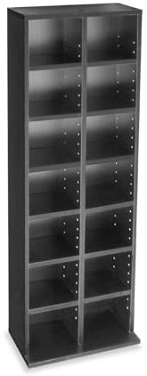 Hampton & Stewart New CD Media Display Shelf Unit Tower Rack Adjustable Shelves (Black)