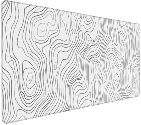 Tapis de Souris Lignes Blanches Tapis Souris XXL 1000x500x3 mm Tapis de Souris Gaming Accessoire, Lavable, Caoutchouc Antidérapante, Haute Précision et Vitesse, Surface Antidérapante, pour Gamer R-38