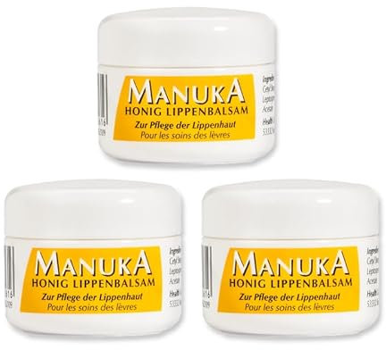 MANUKA Honig Lippenbalsam für trockene, entzündete Lippen - auch bei Herpes - 3er Pack