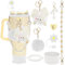 Stanley Cup zubehör Compatible with Zubehörset 30/40oz Becher, Cup Accessories für Stanley mit Wasserflasche Auslaufsichere Silikonstopfen Anhänger Griff Riemen Strohdeckel Silikonhülle (Beige)