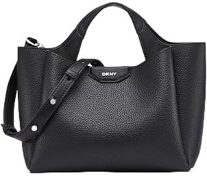 DKNY Women's WILLA MINI Satchel 100% Polyurethane, Black and Silver