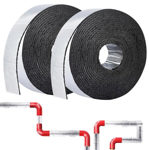 2 Rolle Isolierung Kanal, Isolierung zum Wickeln, 10 m x 0.5cm Isolierung Heizungsrohre, Rohrisolierung zum Wickeln, Rohrumwicklung, Rohrisolierungsfolie Isolierband mit Schaumstoff für Rohrschutz