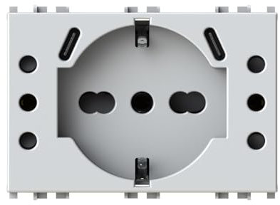 1 MODULO PRESA SCHUKO 16A, 2 PRESE 10A E 2 USB 3.1 TIPO C 3A, 3 MODULI, COMPATIBILE CON VIMAR PLANA, MODULI E FRUTTI 100% COMPATIBILI, MATERIALI DI ALTA QUALITA'