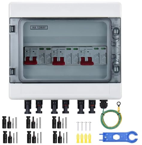 Protection Contre Les Surtensions PV, Disjoncteur 3 Entrées 3 Sorties DC Disjoncteur Protection Contre Foudre 3 Chaînes 1000V DC 25A 20-40KA Boîte Connexion Du GénéRateur Boîte Connexion Solaire IP65
