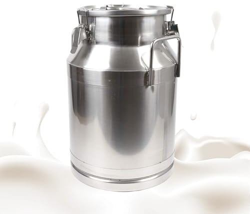 KELUNIS Robuste Milchkannen Aus Stahl GeträNkebehäLter Weineimer Mit Dichtem Deckel Und Griff Zur Lagerung Von Milch Und Wein,25L