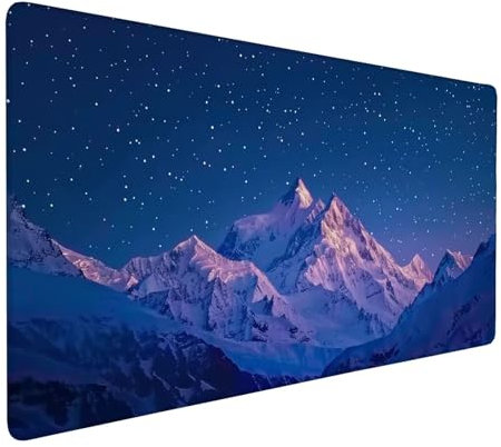 Mouse Pad Blue Mouse Mat Snow Mountain Desk Mat, 1400x600x3mm Large Mousepad, Extended Waterproof & Durable Mousemat, Gaming Mouse Pad with Anti-Slip Base, Desk Accessories for Decor Men Gifts J1-988