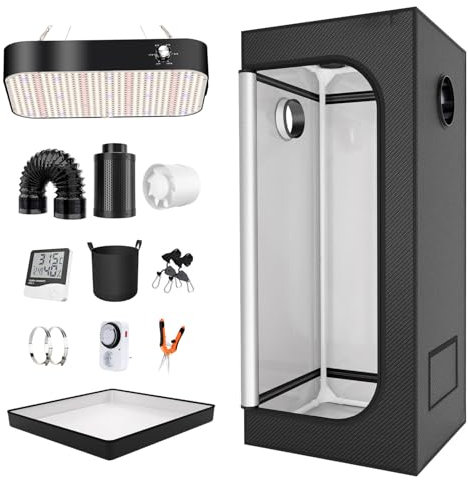 Tente de culture, kit complet avec éclairage LED, fenêtre d'observation, sac à outils et plateau de sol, serre pour plantes d'intérieur, boîte de propagation, tente de culture,70x70x160cm