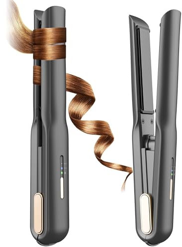 Mini Planchas del Pelo Inalámbrica, 2 en 1 Plancha para el pelo y Rizador, Plancha Pelo de Viaje Cerámica Recargable por USB, Plancha de Viaje con 2 Niveles de Temperatura Ajustable, Plancha Pelo Mini