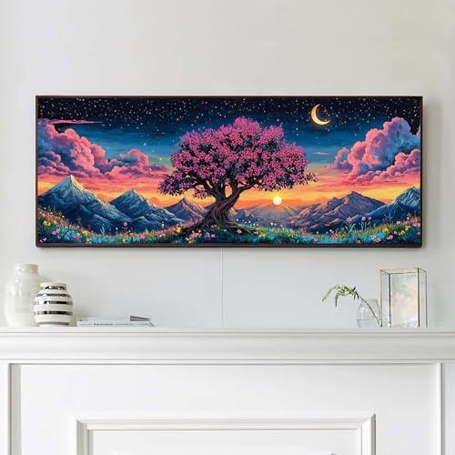 VAIIEYO 5D DIY Baum Diamond Painting Groß, Mond Diamant Painting Groß xxl Bilder Malerei Kits, Malen Nach Zahlen Diamant Home Wand Decor Gemälde Kreuzstich Diamond Dekoration 30x80cm-3