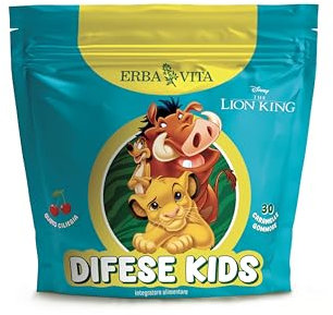Erba Vita Difese Kids Integratore Alimentare per Bambini, 30 Gummies - A base di Vitamina D3, Vitamina C e Zinco, Contribuisce al Corretto Funzionamento del Sistema Immunitario