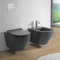 Coppia Sanitari Sospesi Tokyo Rimless Grigio Opaco WC E Bidet Con Sedile Soft-Close