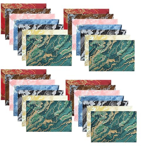 ZSUIQIN 28 Stück Mini-Umschläge, für Hochzeiten Und Feiertage | Papier, Prägung, Vergoldete Verzierung, Zum Selbergestalten, 16 x 11 cm, Geeignet für Grußkarten Und Einladungen (7 Farben)