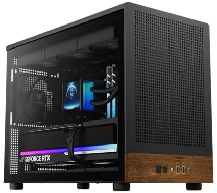 GAMDIAS Boîtier micro tour Athena M4M bois 3 x 120 façade en maille noyer