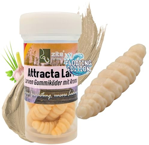Zite Fishing Attracta Larv Floating | 8 Stück Aromatisierte Gummiköder | Forellen-Angeln | Künstliche Larven Rotationsköder Auftreibende Wirkung | Phthalatfrei & Nachhaltig