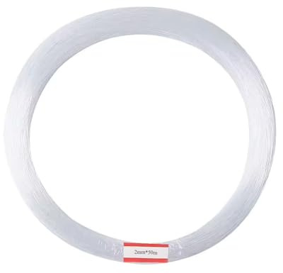 AKEPO 1 rollo de cable de luz de fibra óptica brillante de extremo de 2 mm x 50 m, fibras ópticas de plástico PMMA para kits de luces de techo LED Starlight y decoración de iluminación óptica de fibra