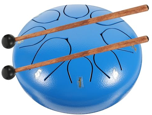 Zungentrommel 1 Satz Handtrommel Musikinstrument für Kinder | Blau, Holz Cloth Titanlegierung, für Musikunterricht und Entspannung, Geeignet für Anfänger