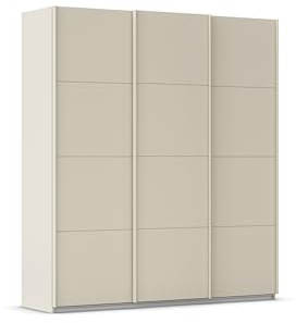Rauch Möbel KULMBACH, Schwebetürenschrank, Farbe Beige, Breite 203 cm | Kleiderschrank mit Schwebetüren, Schiebetüren, 3-türig, Zubehör Basic, für Schlafzimmer, Jugendzimmer, Garderobe, Flur