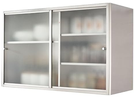 Wandschrank aus Edelstahl, Schiebetür-Wandschrank, verstellbare Metall-Kammeraufbewahrung für Badezimmer, Garage, Büro, vielseitige Nutzregallösung