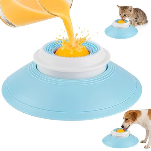 Omnikryp Balle à Lécher pour Chien et Chat, Bol à Lécher Antidérapant avec Ventouse, Jouet d'intelligence Interactif pour Chien et Chat