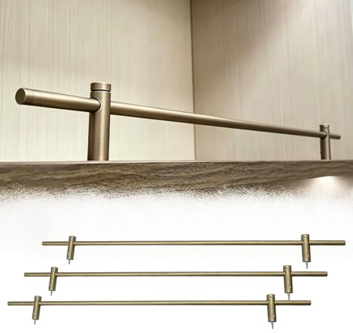 Regalschienen 3er Set Dekorative Regal Schutzstangen, Minimalistisches Sicherheitsstangen Set mit Halterungen, Absturzsichere Stangen für Wandregale, Aufbewahrung für Küche(Bronze,32 (81 cm))