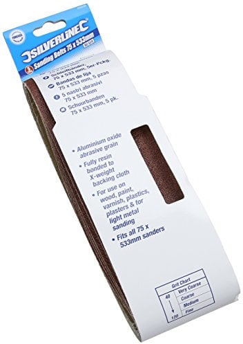 Silverline 433236 Nastri abrasivi 75 x 533mm, 5 pezzi, grana 80
