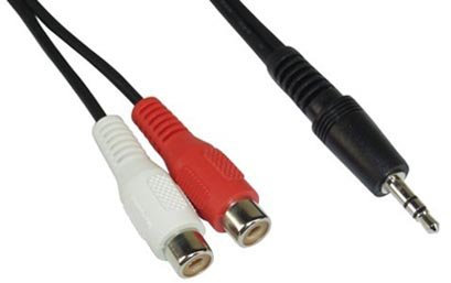 InLine 89941B Cinch/Klinke Kabel, 2x Cinch Buchse an 3,5mm Klinke Stecker, 1m