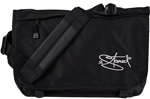 2Stoned Original Vintage Messenger Bag Umhängetasche Unisex mit Sticklogo Classic Logo, Schwarz, Größe XXL