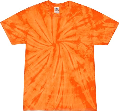 Colortone 100% Cotton Spider Tie Dye T-Shirt for Women and Men, X-Large, Spider Orange