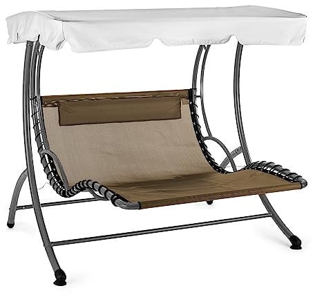 blumfeldt Aristo - Hollywoodschaukel, Hängesessel, Gartenliege, Relaxliege für 2 Personen, 200kg max, extrabreite Liegefläche, ergonomisch, witterungsbeständig, wasserabweisend, schwarz-grau