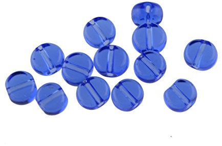 12 flache Glasperlen in blau, 5 mm