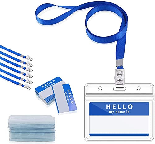 GIMARS 30 Set Namensschilder mit Band Kartenhülle Ausweishalter Lanyard für Business, Ausstellung, Büro, Schule und Kinder (Blau)