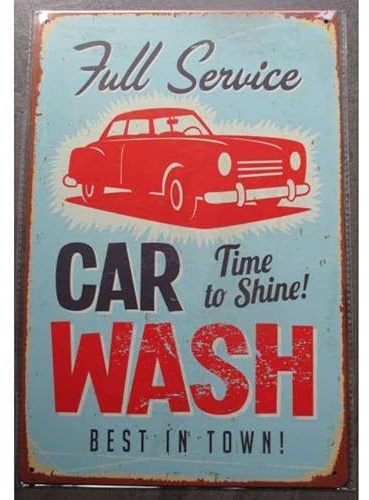 hotrodspirit - Plaque Car Wash Full Service Deco Garage tole Metal 30cm